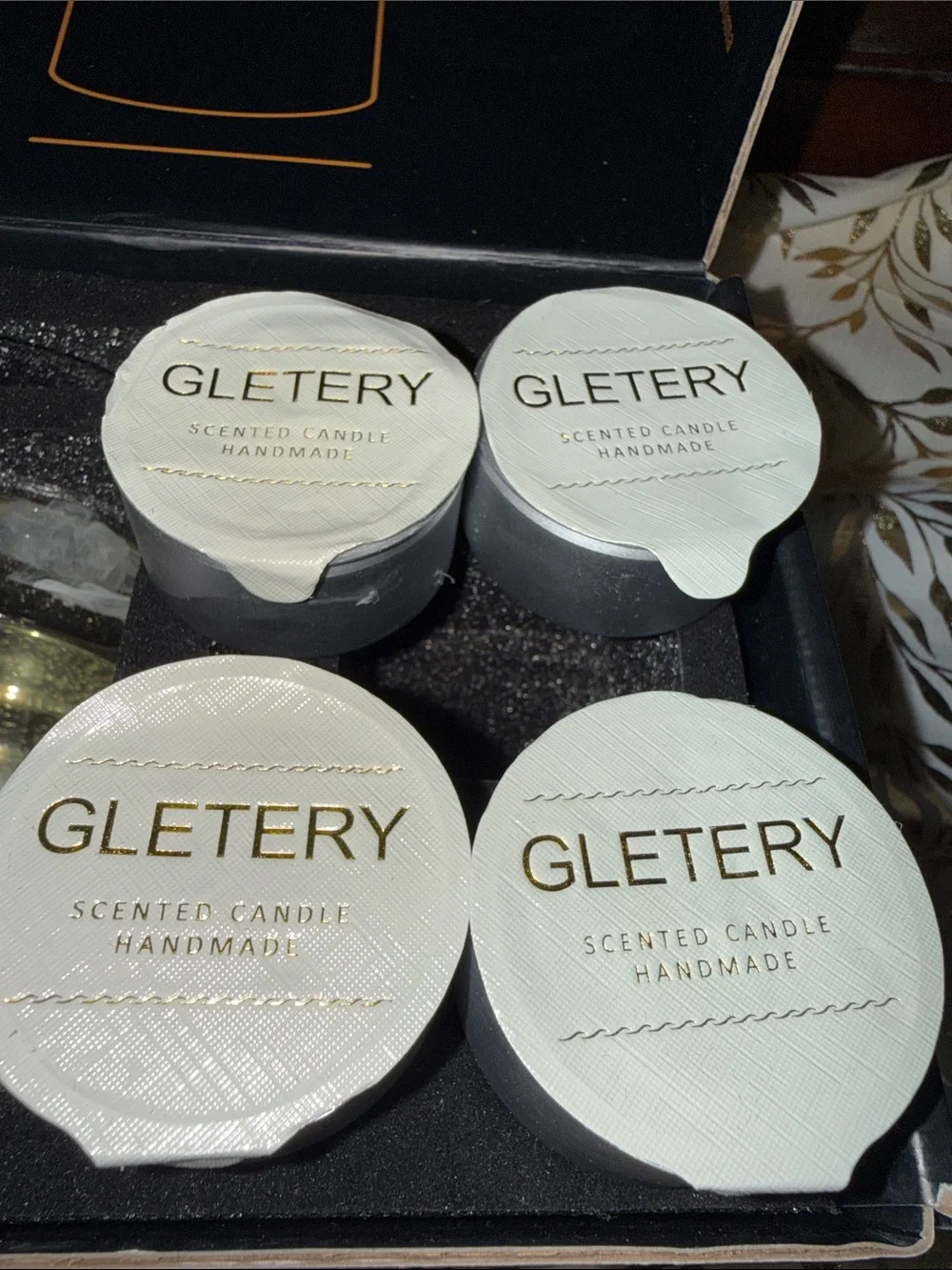 Gold Floral Accent Candle Set